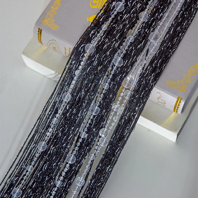 Living Room Divider Crystal Bead String Curtain 1X2 M Tassel Fringe Door Curtain for White Salon and Sheer Wedding Decoration