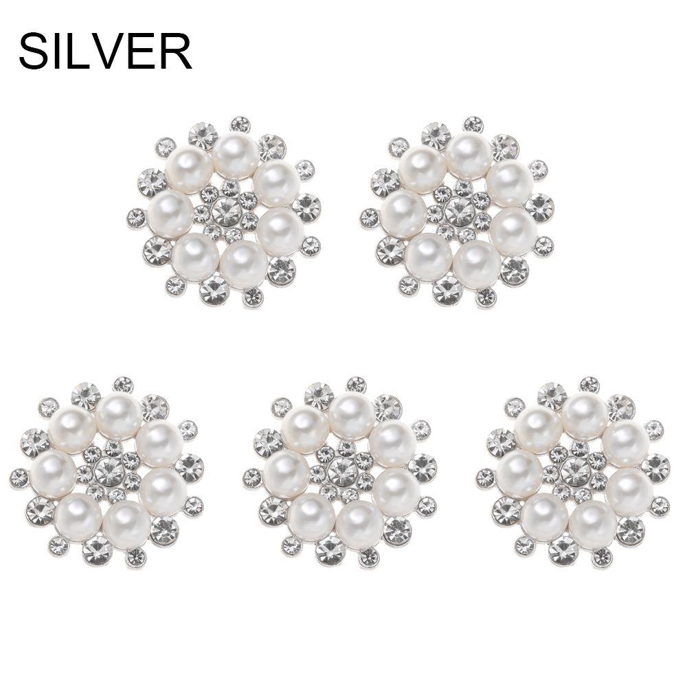 5Pcs Fashion Hairpin Bag Crystal Glass Stone Pearl Flower Buttons Rhinestone Buttons Sewing Buttons