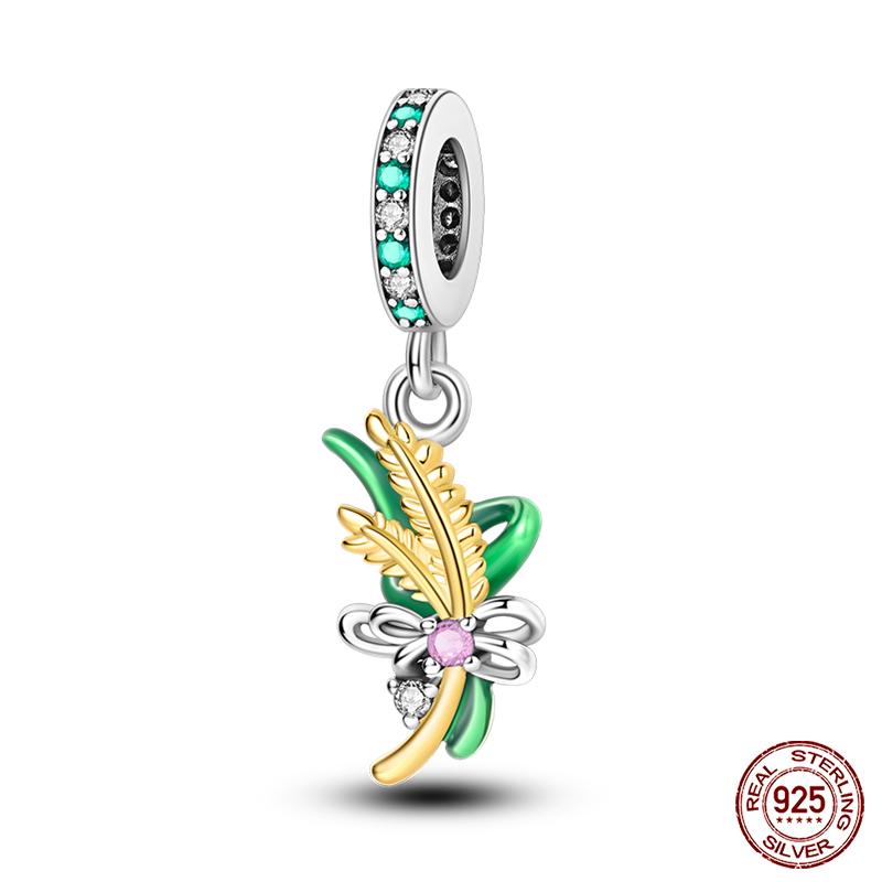 925 Silver Tree of Life Four-Leaf Clover Green Series Charms Beads Fit Qikaola 925 Original Bracelet DIY Jewelry Making