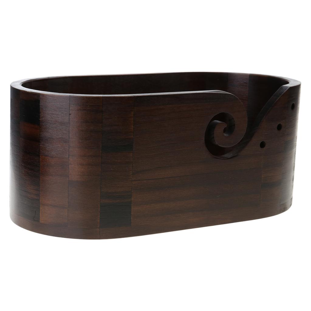 Wood Yarn Bowl with Holes Knitting Wool Holder Crochet Yarn Storage Bowl Embroidery Crocheting Storage Accessories