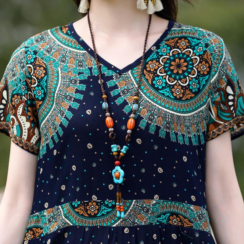 Большие размеры женские элегантные платья летняя винтажная одежда повседневные короткие рукава летние длинные платья