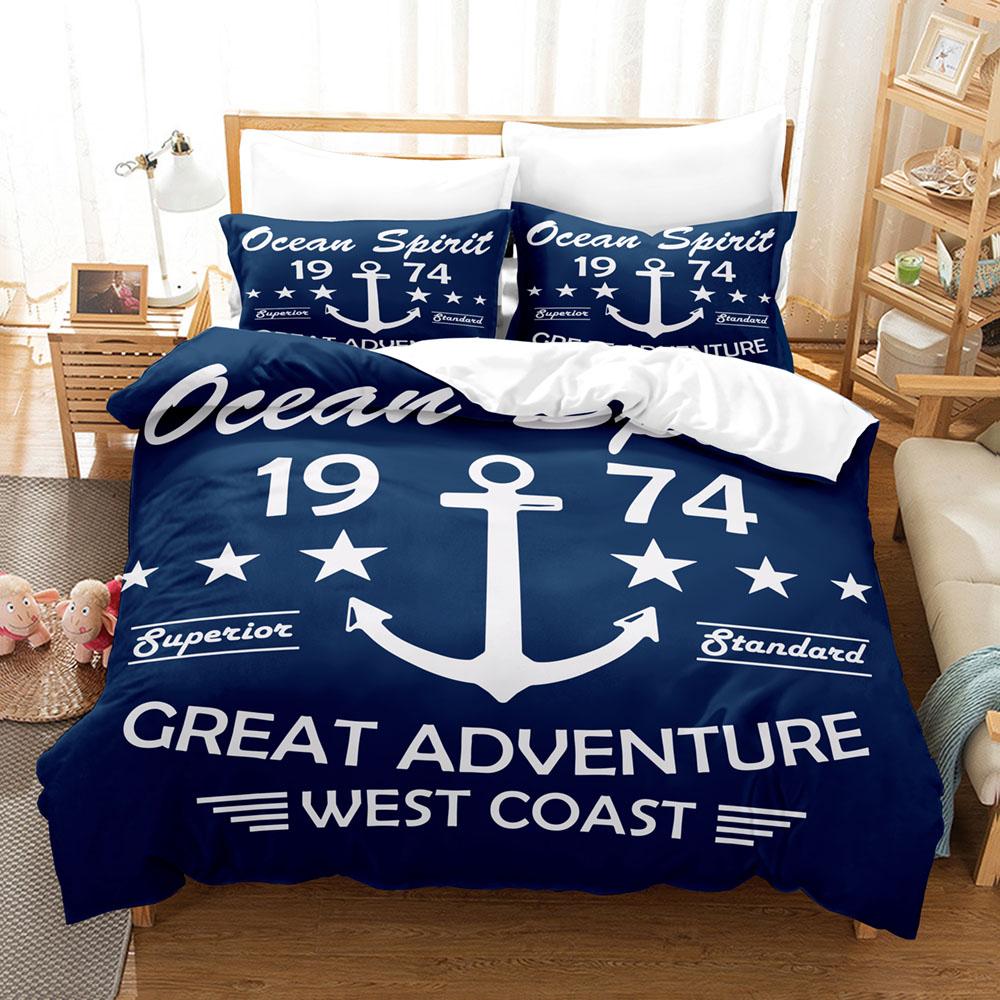 Anchor 3d Bedding Set Ocean Style Quilt Cover E Xtra Large Double Bed Duvet Cover With Pillowcase For Kids Boy Queen King Size