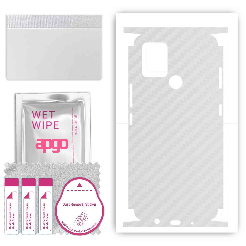 apgo Protective Skin Sticker for the Back+sides Compatible with Tecno Pova, Full Wrap Film, Foil, Vinyl - Pattern Transparent Carbon
