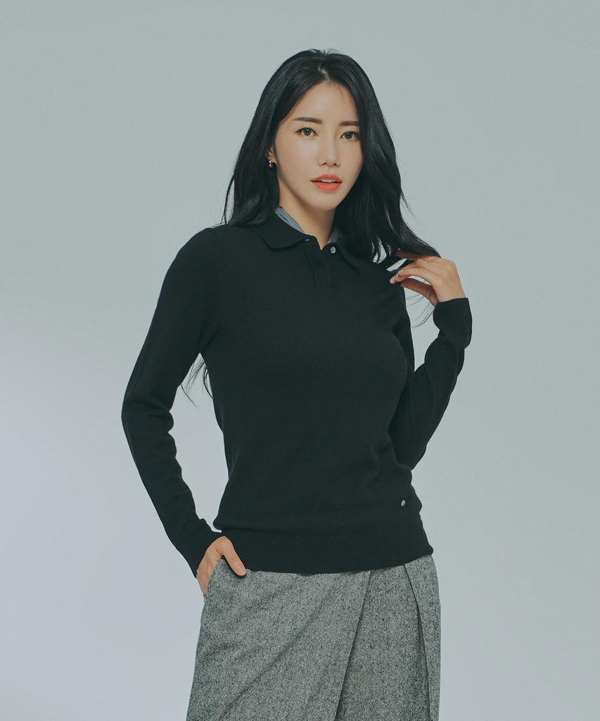 MARTYNBAL Wool Blended Collar Knit_Black