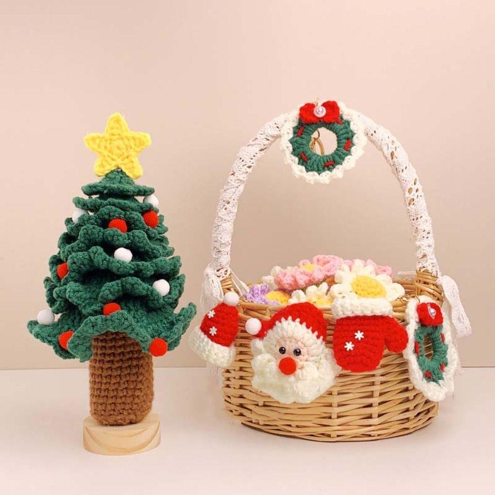 Christmas Mini Knitted Hat Keychains Knitted Gloves Christmas Hat Pendant Hat Hand-woven Christmas Gloves Keyrings Friends Gifts