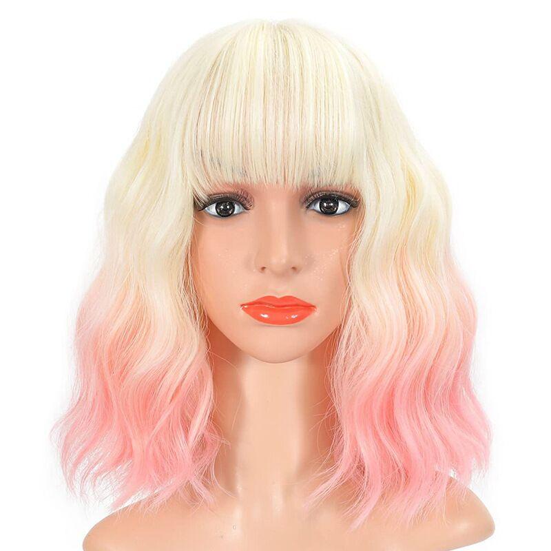 Пастельные волнистые парики с воздушной челкой Женские короткие синтетические парики
