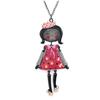 [Q5824] - Designer Long Necklace 'Lilipoupettes' (articulated Doll) Pink Gray - 80 Cm - 90x40 Mm