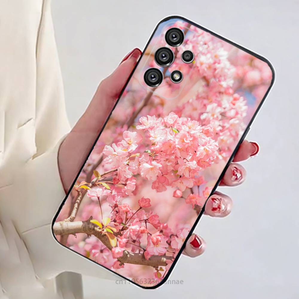 Розовый чехол Sakura для Samsung Galaxy A73, 23, 53, 33, 14, 24, 13, 72, 22, 52, 32, 54, A34, Мягкий чехол