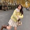 Short Korean Style Women's Candy Color Age-reducing Small Winter Horn Button Large Lapel Short Down Coat