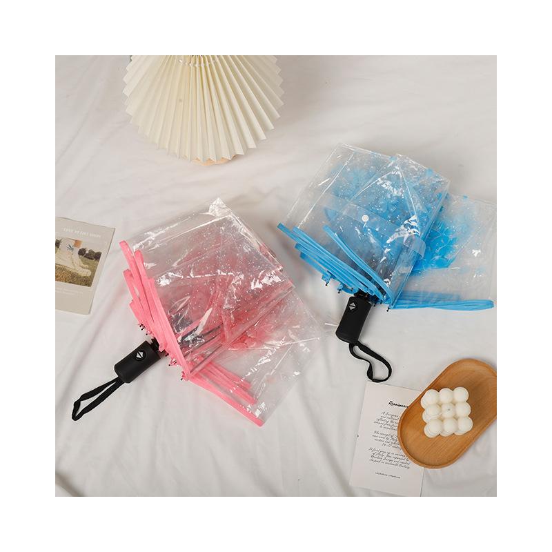 Прозрачный прозрачный зонт 3-кратный зонт