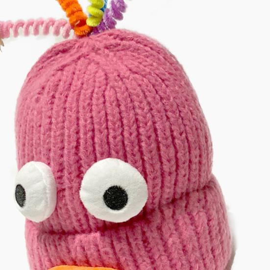 Женская вязаная шапка с дизайном "сосисочный рот", с защитой ушей, теплая шапка, 3D большие глаза, универсальная шапка, зимний аксессуар