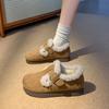 Winter Women's New Thick-soled Plus Velvet Warm Cotton Boots Flat-soled Fashionable Korean Anti-slip Casual Buckle Cotton Shoes