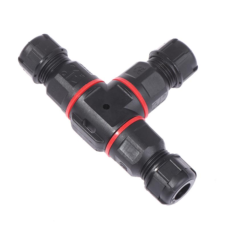 Ip68 Waterproof Connector T Shape 3 Pin 250V 24A Cable Wire Gland Sleeve Connect