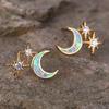 Gold Color Opal Star Moon Stud Earring Delicate Cubic Zirconia Minimalist Earrings for Women Jewelry