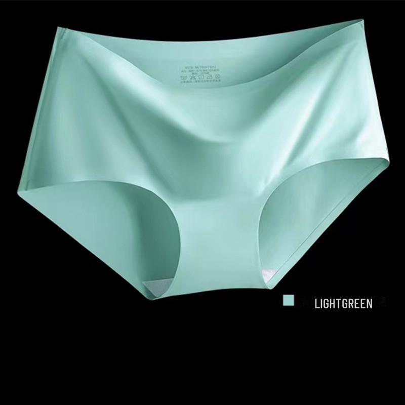 Women's Ice Silk Seamless Mid-Waist Panties - Breathable, Sexy Triangle Design