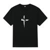 Men Black Print T-shirt Modern Streetwear Crew No-Cut Transfer Print Cotton Tshirt