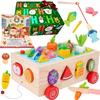 Multifunctional Montessori Educational Toy - Wooden Shape-Matching, Fishing, Threading, and Play Set  Colorful and Easy To Clean Up  Made with Safe