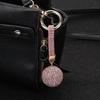New Strass Rhinestone High Quality Leather Strap Crystal Ball Car Keychain Charm Pendant Key Ring