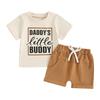 Toddler Boys Summer Outfits Letter Print Short Sleeve T-Shirts Tops Elastic Waist Shorts 2Pcs Clothes Set