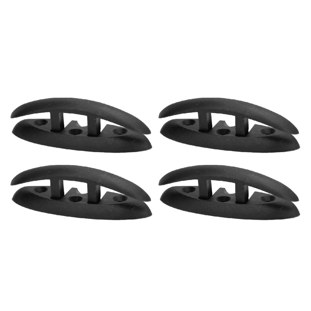 4PCS Boat Folding Cleat 5in Nylon 3 Hole High Strength Black Flip Up Dock Cleat for Marine Yacht With Installation