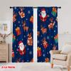 2pcs,2D plane printing Print Curtains Christmas Cute Santas Gifts (2) 100% Polyester (without rod) Festive Use for Bedroom,