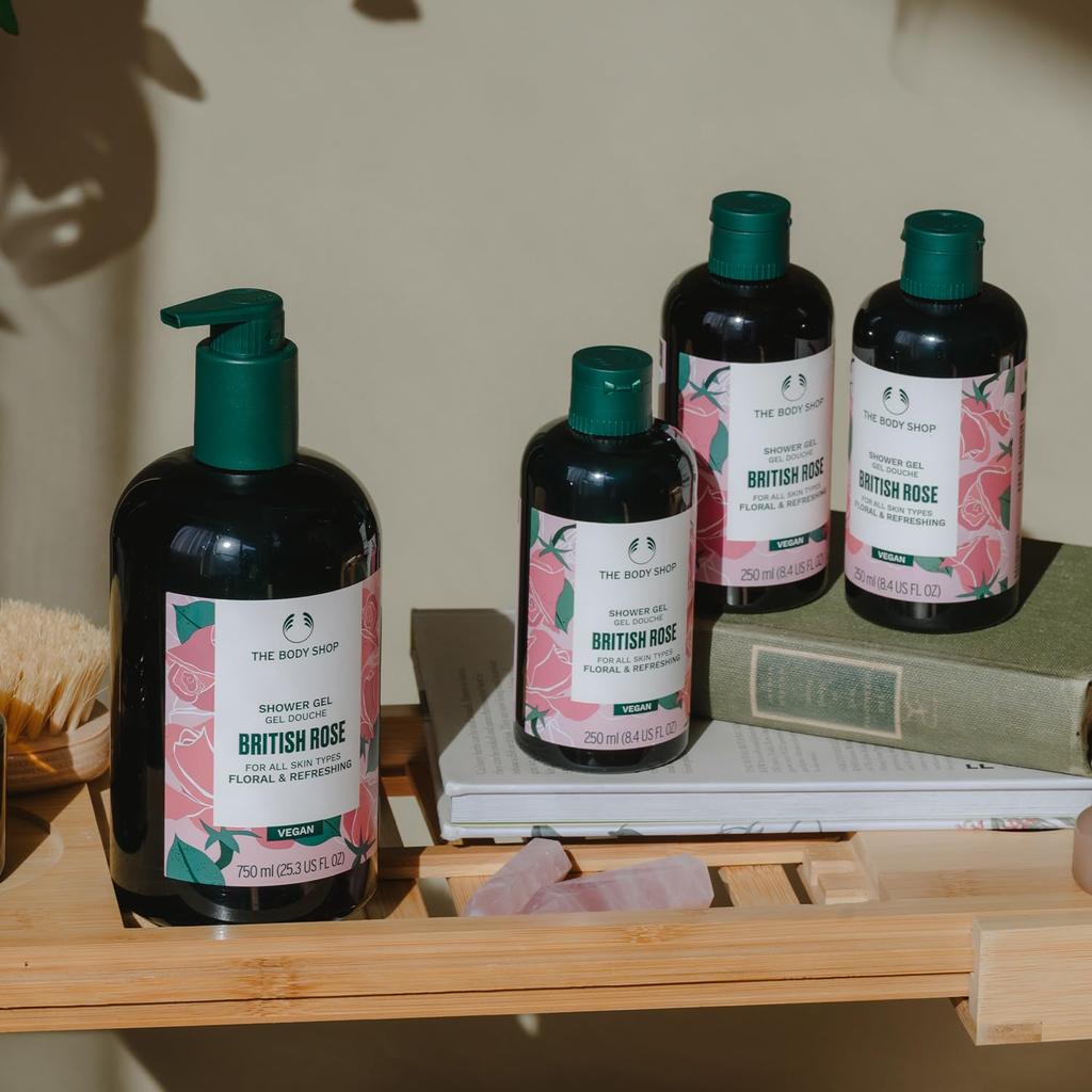 The Body Shop Shower Gel BR 750mL British Body Shampoo Body Soap English Rose Scent Large Capacity (Fragrance Rose)