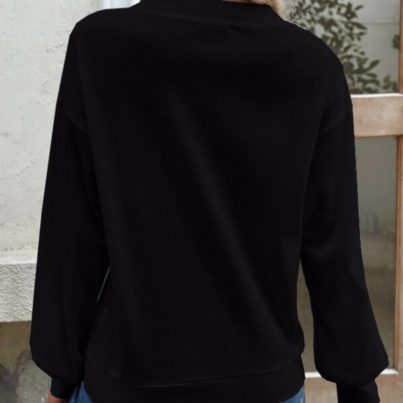 Осенне-зимний женский топ с длинными рукавами и v-образным вырезом, свободная женская футболка с v-образным вырезом на пуговицах и длинными рукавами