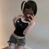 Black Cute Vest For Girls Y2K Inner Tops Sling Tank Tops Fashion Women's Tees Sleeveless