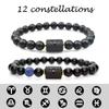 Bracelet Stone Hombre Jewellery Natural Masculina Couple 12 Constellation Unisex Agate Beads Handmade