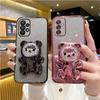 Cute Bear Holder Bracket Glitter Plating Phone Case for Funda Huawei Honor 200 100 90 70 80 60 50 10 Pro Lite GT SE Stand Cover