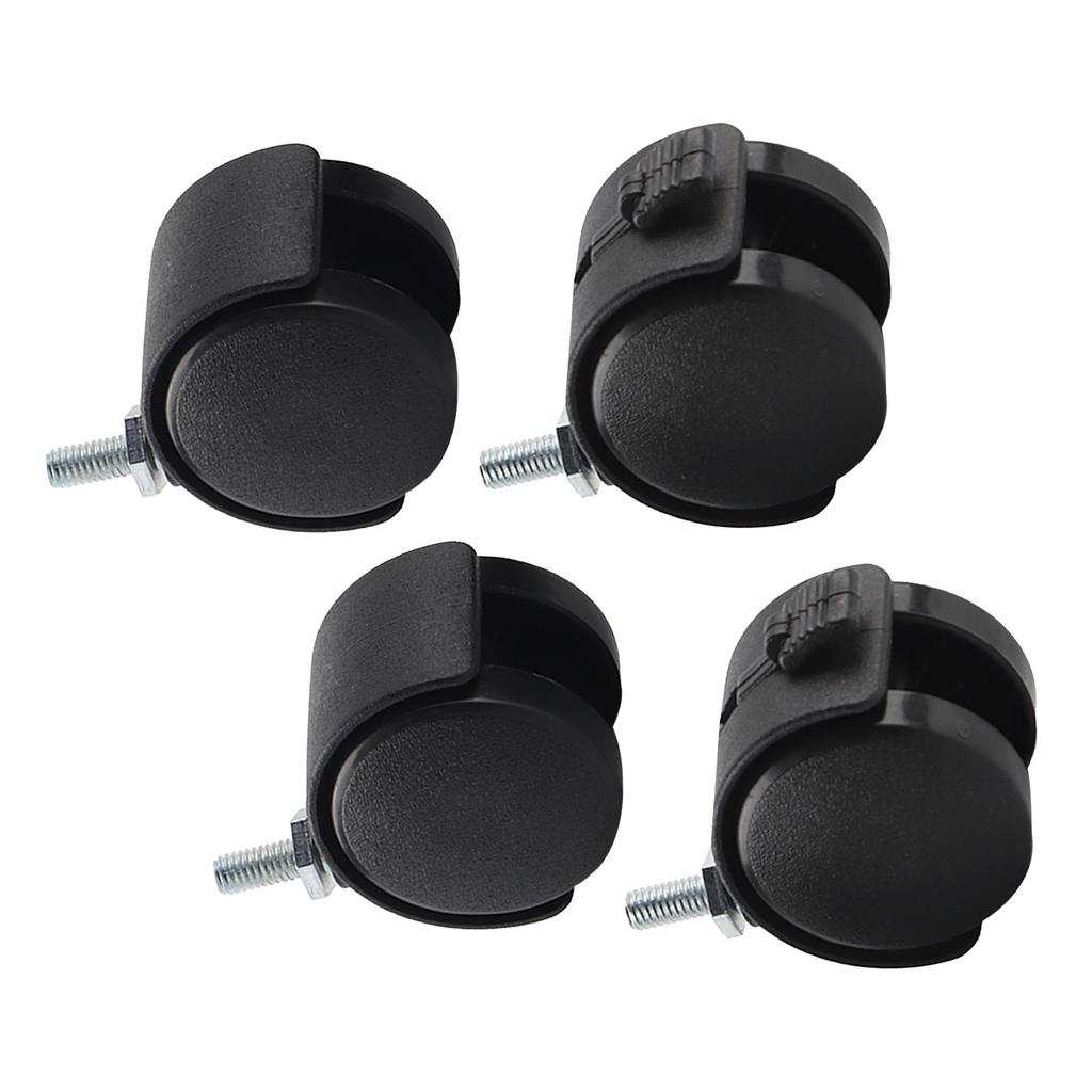 4 шт. поворотные ролики для мебели, офисные колеса для стульев, сменные, нейлоновые, пластиковые, с тормозом, черные
