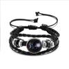 Adjustable Men Women 12 Constellation Zodiac Signs Bracelet Luminous  Braided Print Leather