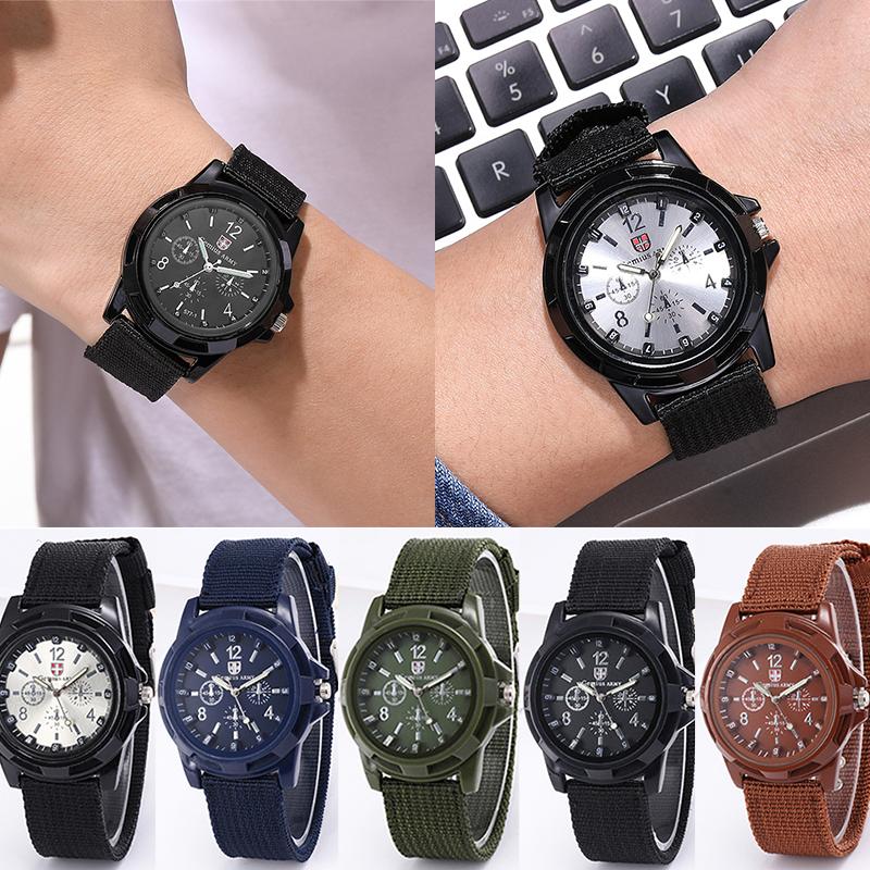 Men Nylon Military Army Quartz Watches Male Fabric Canvas Strap Casual Sport Round Dial Relogios Wristwatch