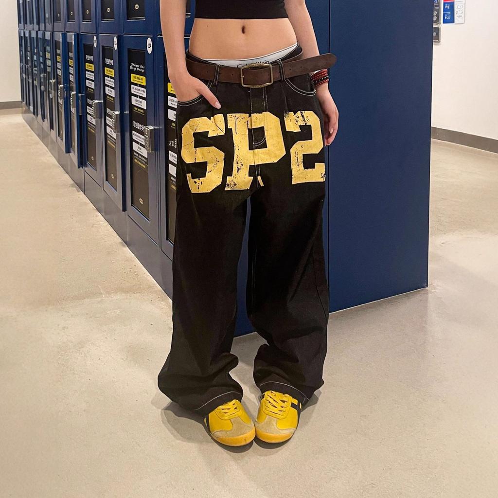 EastRogue Американский выбеленный деним с принтом трещин Повседневные джинсы Свободные Мужские Женские Свободные Стройнящие Брюки в пол С высокой талией Широкие штанины