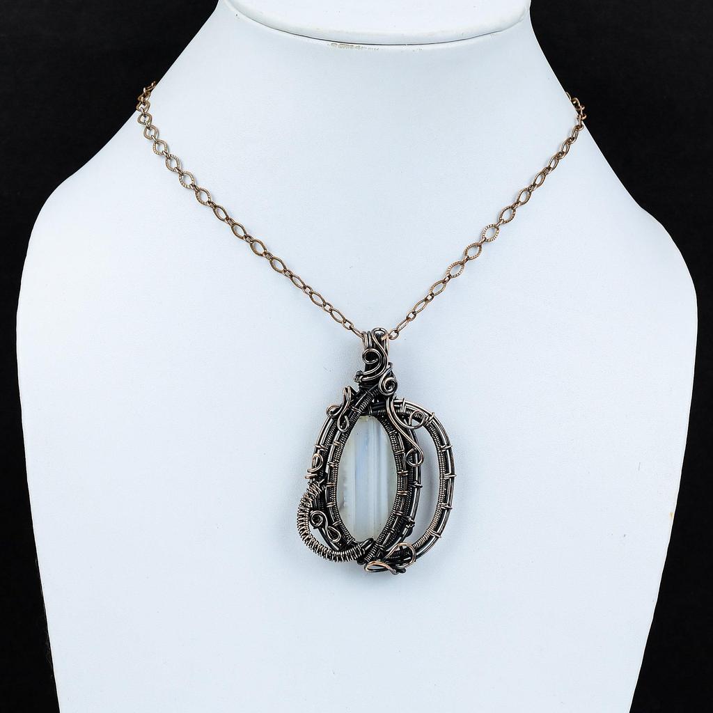 Ботсвана Агат Кулон Медная Проволока Обернутый Драгоценный Камень Ювелирные Изделия Кулон Ручной Работы Медный Кулон Совершенно Новые Ювелирные Изделия Проволока Обернутый Подвеска Для Подарка