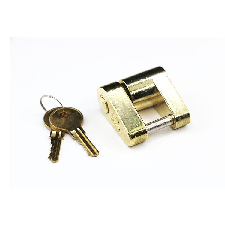 Gold 1/4" Copper Plated Tow Hitch and Coupler Lock for Trailers and RVs