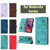 Fashionable Geometric-Patterned Wrist-Strap PU Leather Phone Wallet Case for Motorola Moto E13,E20,E30,E40,Moto G,Moto G Play,G04,G05,G13,G23,G53...