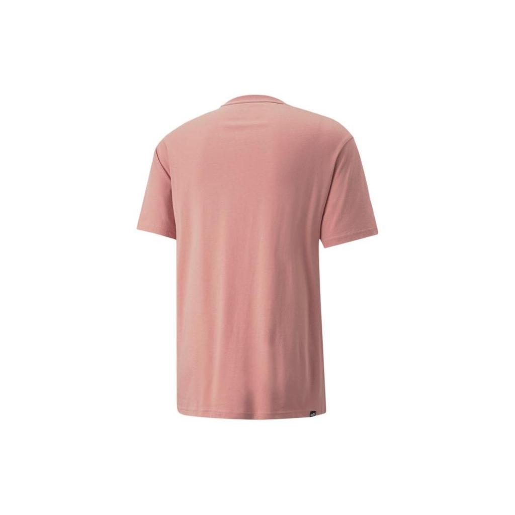 Puma Solid Color Logo Round Neck Pullover Short Sleeve T-Shirt Men Tops Pink 849536-24