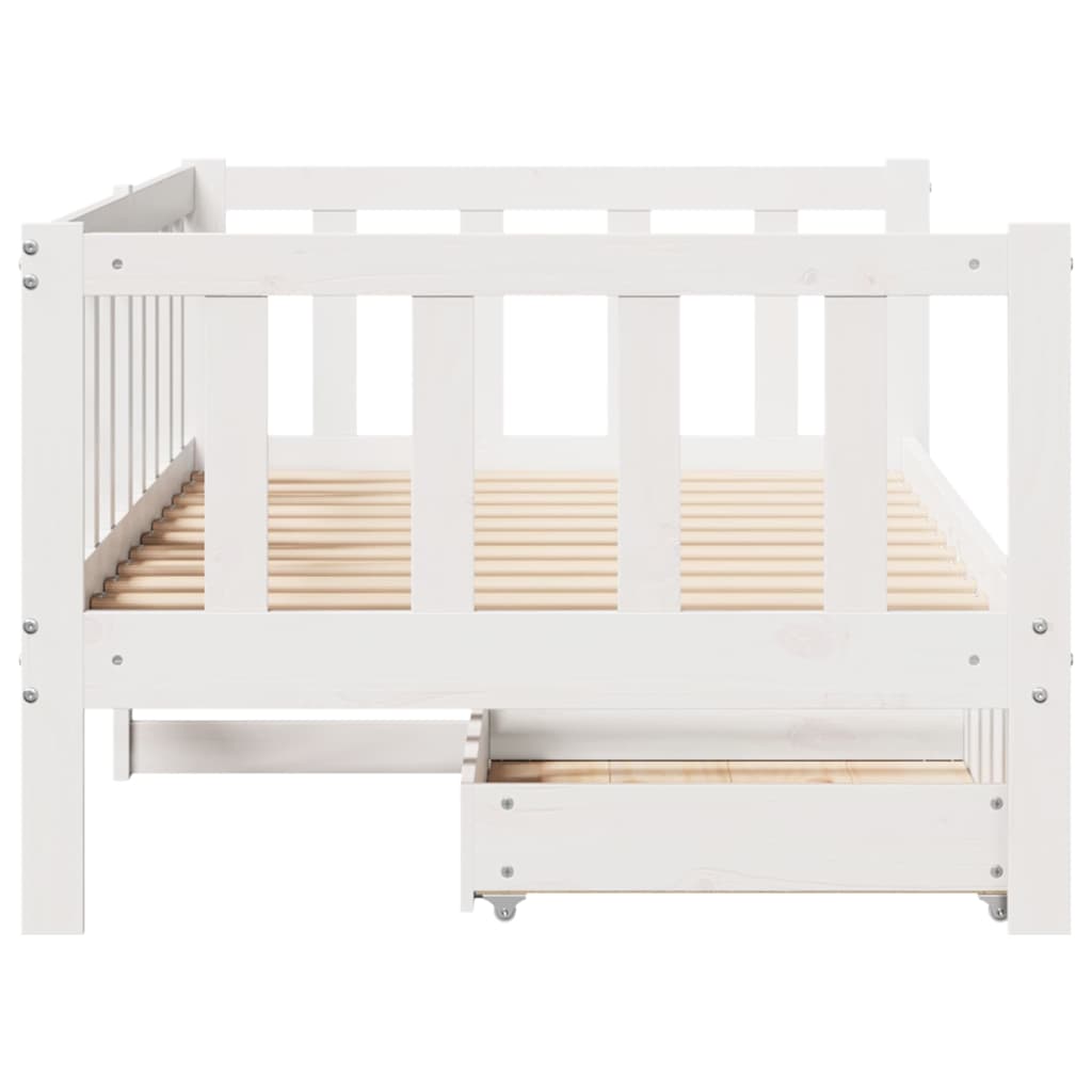 Daybed with Drawers White 90x190 cm Pine Wood