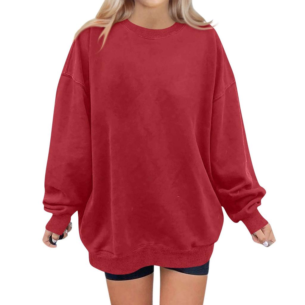 Женская модная повседневная однотонная толстовка с длинным рукавом