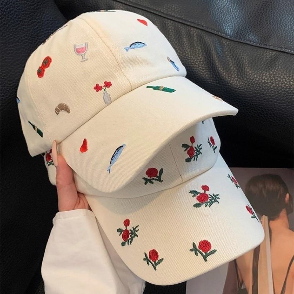 Breathable Embroidered Baseball Cap Sunshade Sun Hat Retro Sun Protection Cap Women