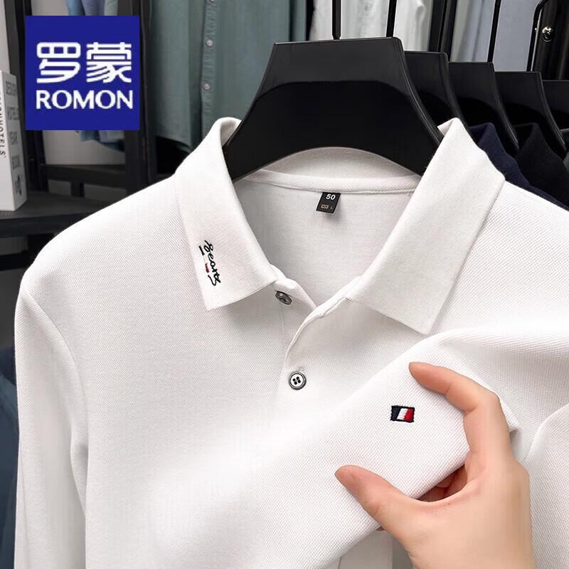 ROMON Мужская рубашка-поло в стиле business casual из длинноволокнистого хлопка