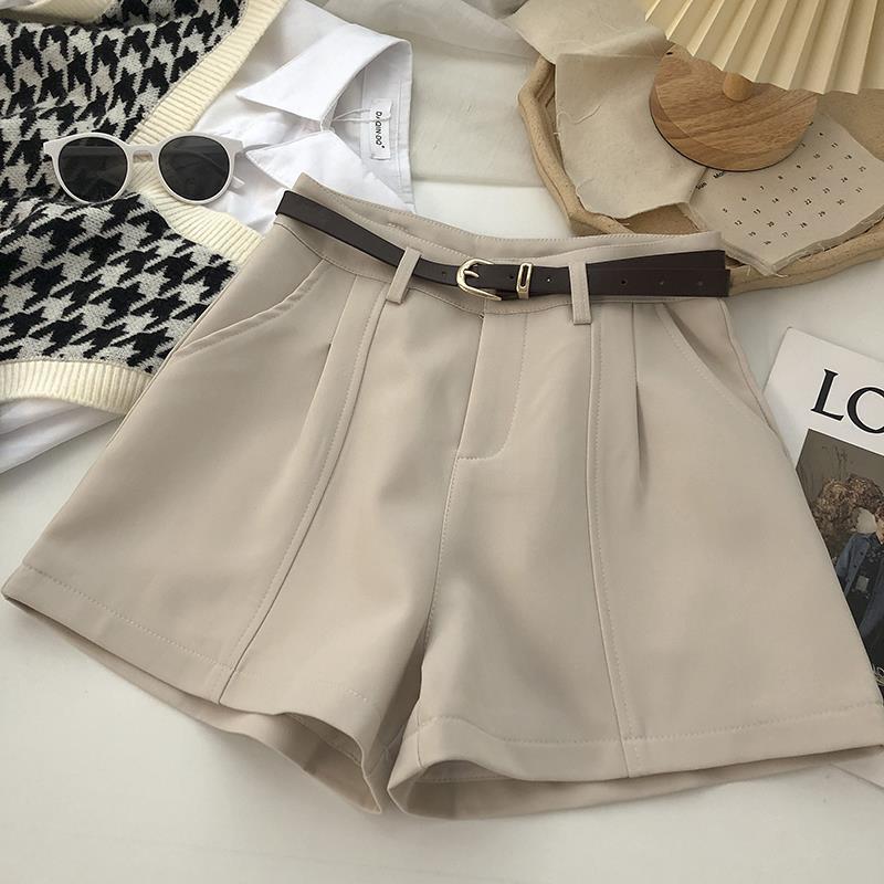 Женские шорты А-силуэта с высокой талией и широкими штанинами в стиле ретро - Весна 2025, корейский и гонконгский стиль