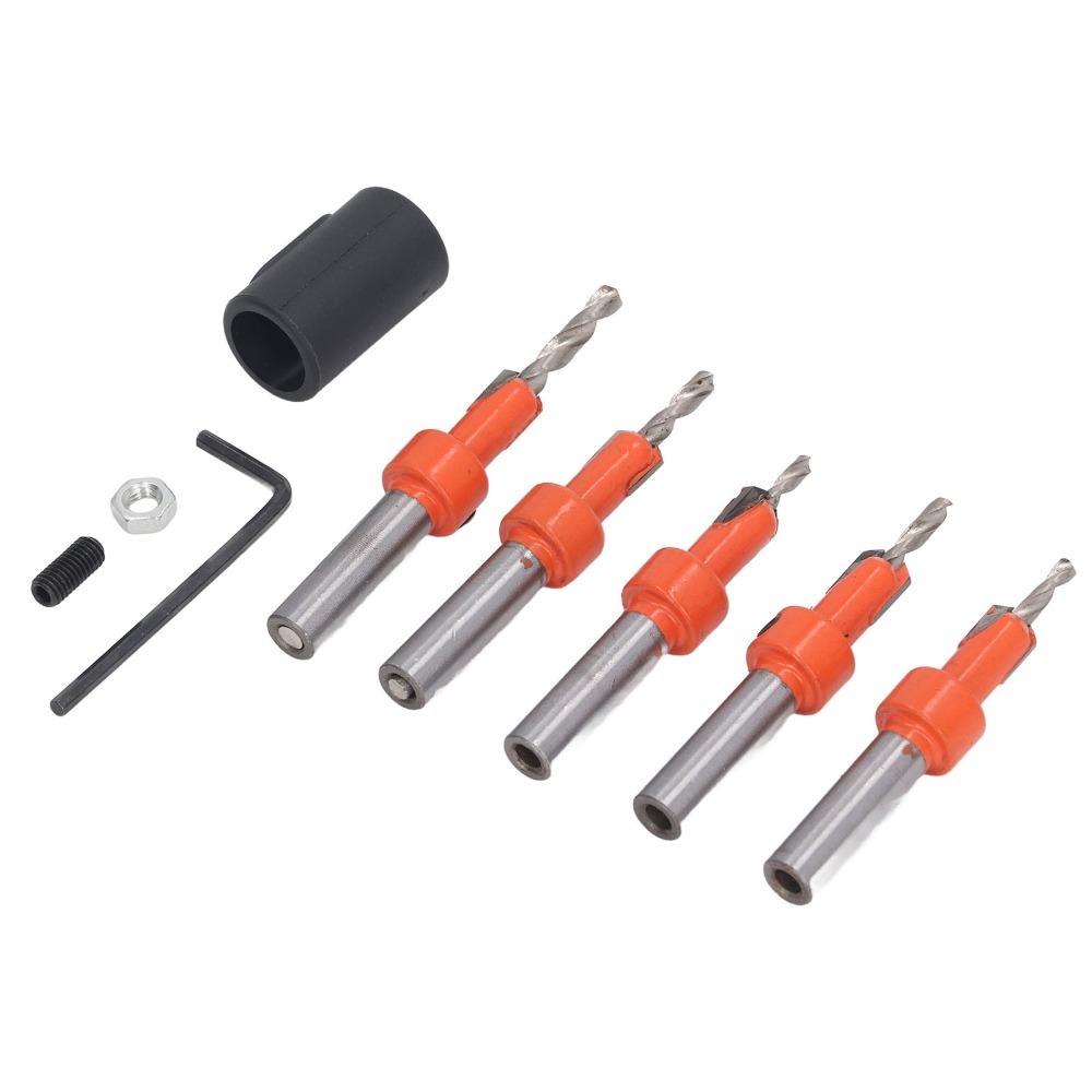 5pcs High Carbon Steel Countersink Drill Bit Set 8mm Shank Woodworking Drill Bit  For Woodworking