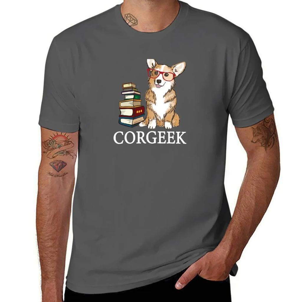 Corgi for book lovers, book nerds, readers, or english teachers - corgeek T-Shirt anime stuff mens designer clothes