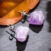 Fashion Jewelry Crystal Flower Rough Stone Silver Color Natural Amethyst Amethyst Stud Earrings Women Earrings Ear Studs