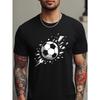 Европейские размеры 2DFootballTeeМужская | Ретро 2D Футболка с изображением футбола, Повседневная, С круглым вырезом, Ткань с легкой эластичностью, Обычная посадка для спорта и активного отдыха
