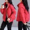 Модная ромбовидная литературная свободная куртка большого размера с коротким пухом и хлопковой подкладкой, женская куртка с воротником-стойкой и утолщенной хлопковой подкладкой