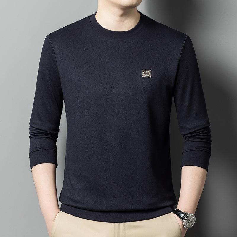 Мужские толстовки с длинными рукавами, новые цветные топы с круглым вырезом, осенние и зимние рубашки, деловая мужская одежда