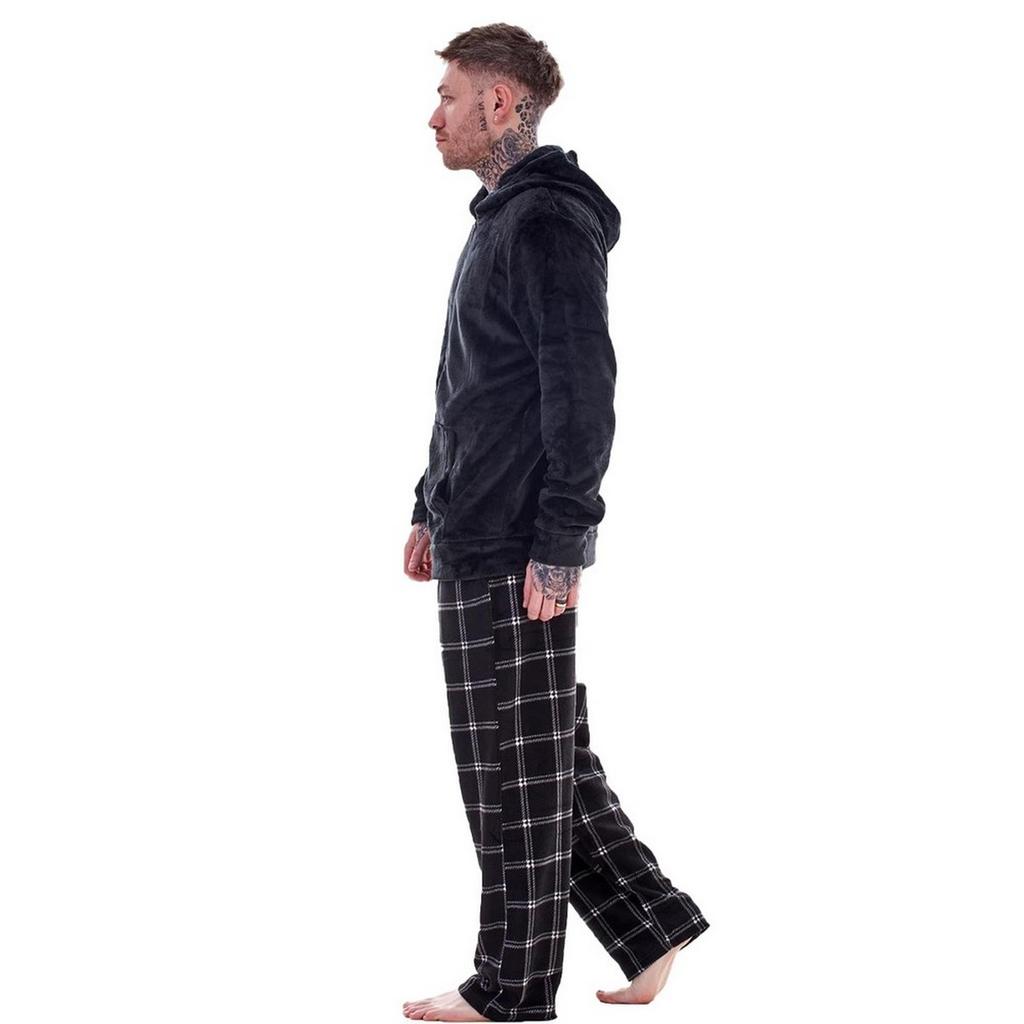 Keanu Mens Checked Zipped Long Pyjama Set